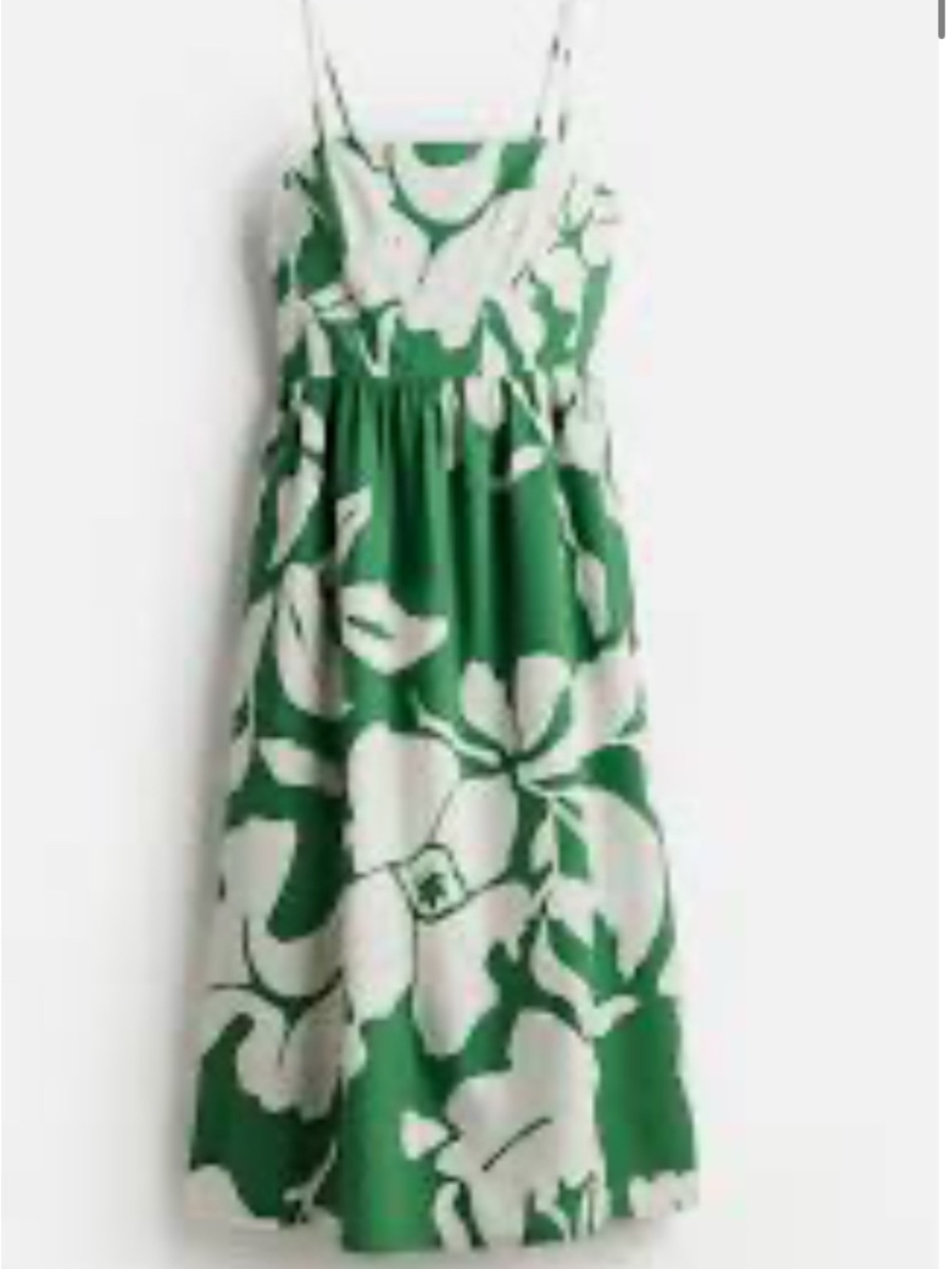 Green & White Linen-Blend Floral Print Midi Dress - Picture 5 of 11